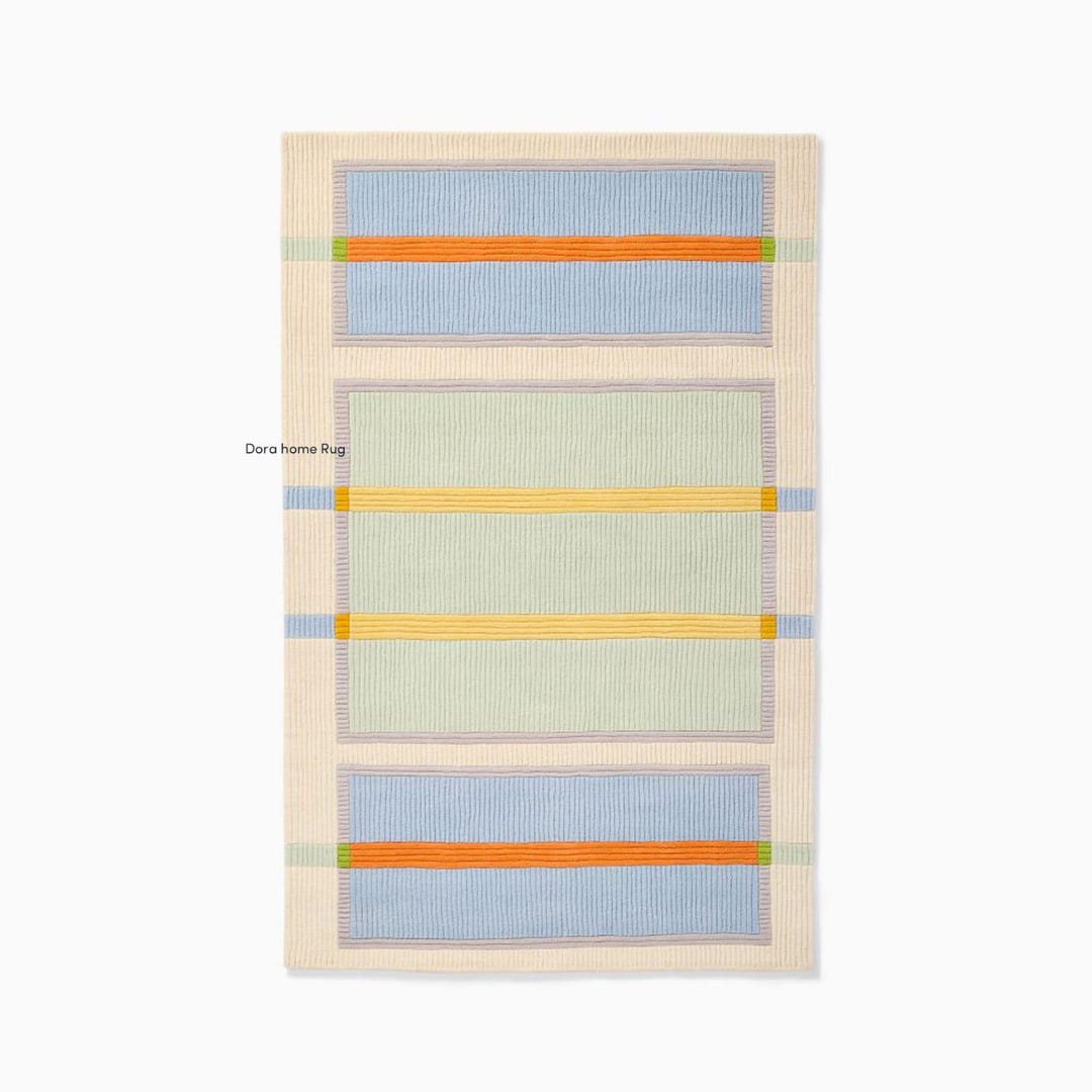 Pastel Block Rug Hand Tufted Modern Color Play Rectangle Wool Area Rug ...