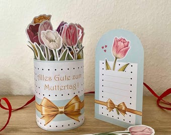 Duplo packaging material, tulips for Mother's Day with 3D effect, last-minute DIY gift, digital file