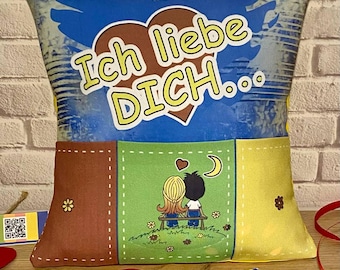 Set of "I love you" pillows with reasons for love