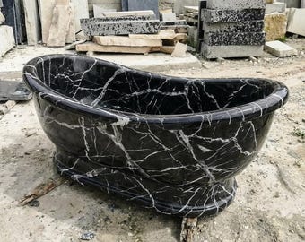 Marble Bathtub Black and White | Custom Size Available | 175 - 80 -70 cm