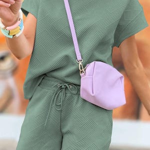 Mineral Blue Textured Short Sleeve Top and Shorts Set image 3