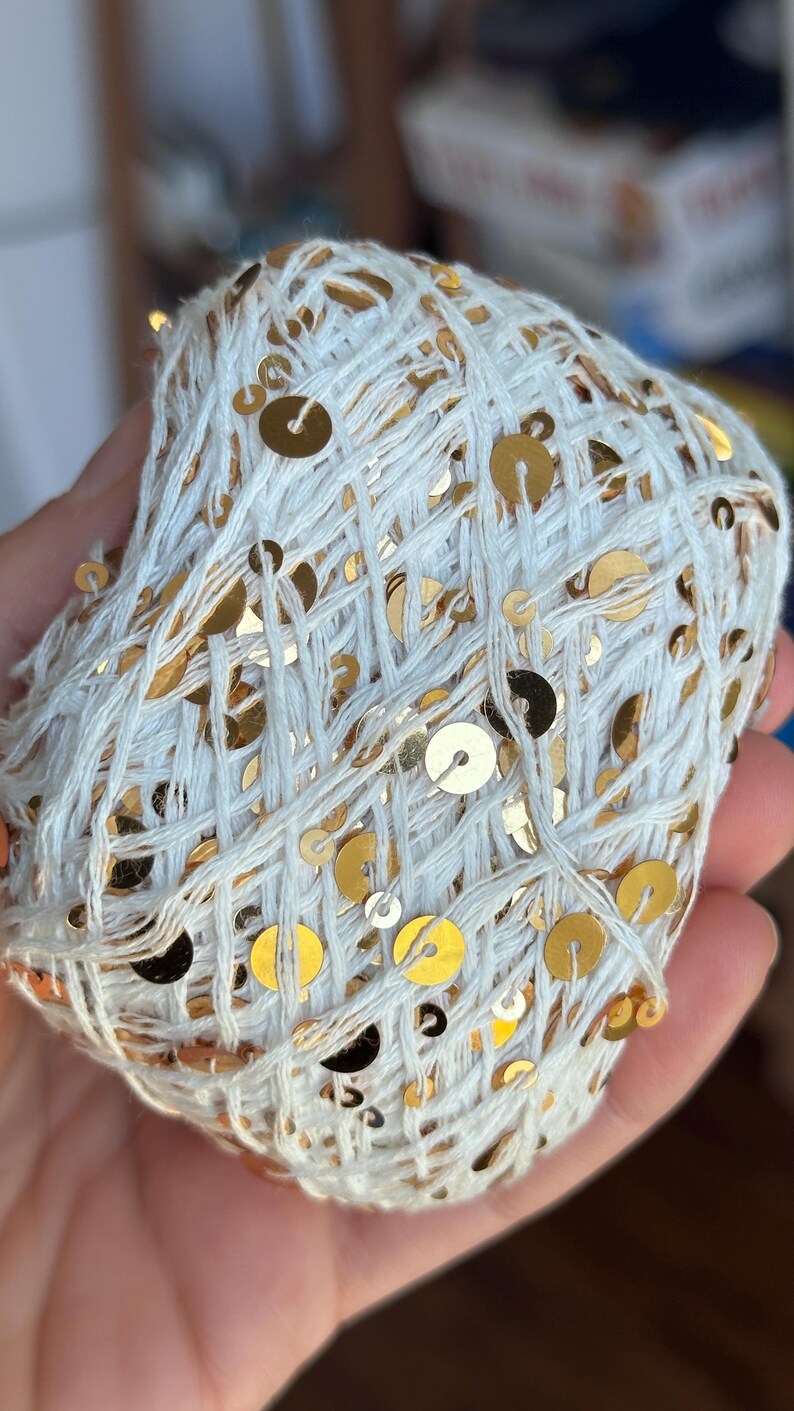 Sequin Glitter Yarn Shiny Yarn Sparkle Thread for Crochet & Knitting White