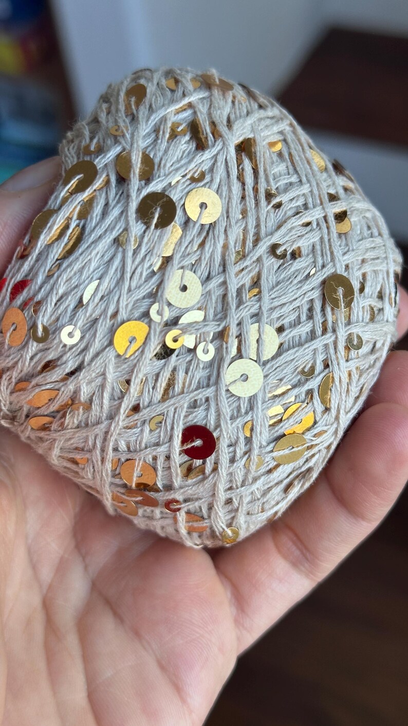 Sequin Glitter Yarn Shiny Yarn Sparkle Thread for Crochet & Knitting Champane
