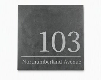 Personalised Green Slate House Sign | Custom House Number & Name Plaque | Natural Slate
