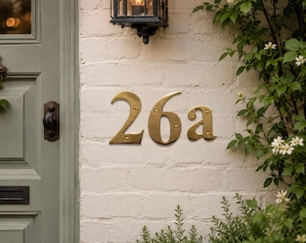 6 Inch Solid Brass House Numbers & Letters | Polished Brass Door Numbers | Individual Address Numbers | Screw Fix House Sign
