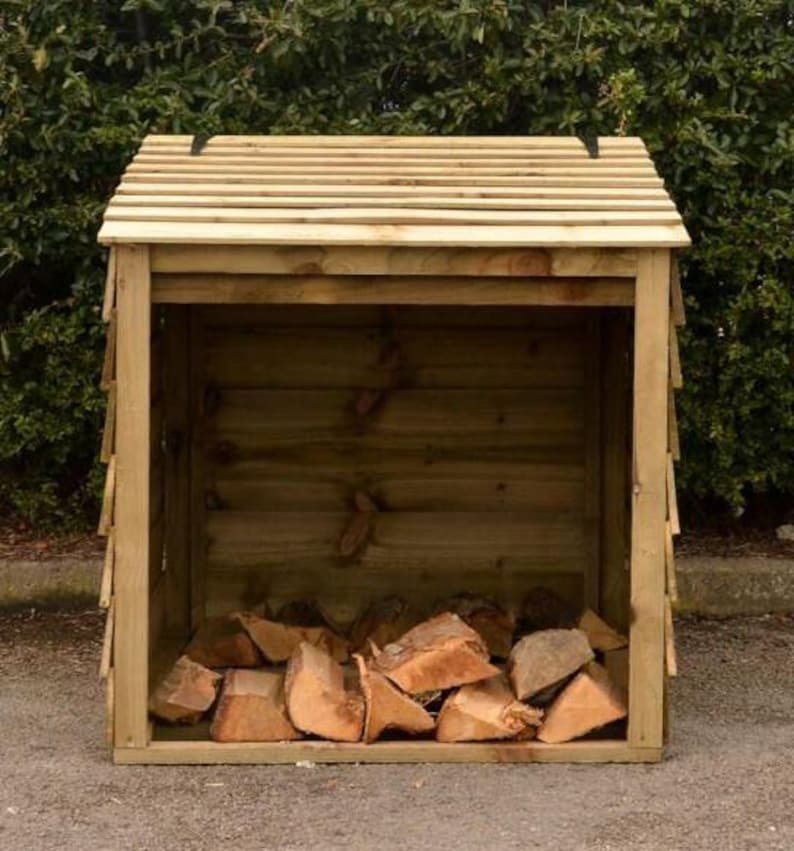 Tanalised Pine Wooden Log Store | Garden Log Storage with Lifting Lid | 90 x 92 x 90cm image 1