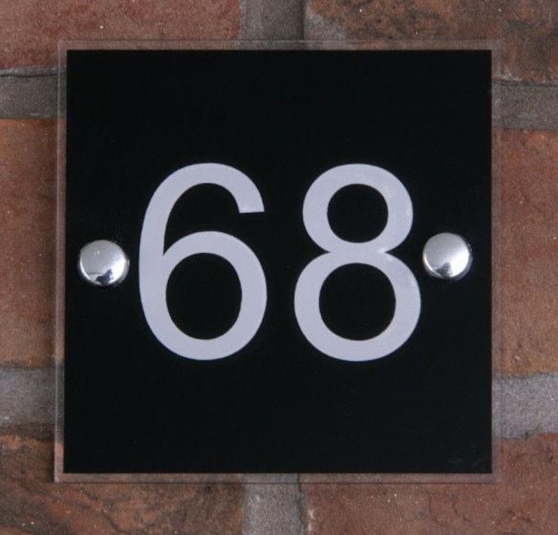 Square Acrylic House Number Sign | Personalised Modern Address Plaque image 1