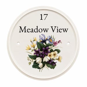 Personalised Ceramic House Sign | Custom House Name Plaque | Cottage Door Sign | White or Cream Ceramic | Kiln Fired Design