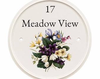 Personalised Ceramic House Sign | Custom House Name Plaque | Cottage Door Sign | White or Cream Ceramic | Kiln Fired Design