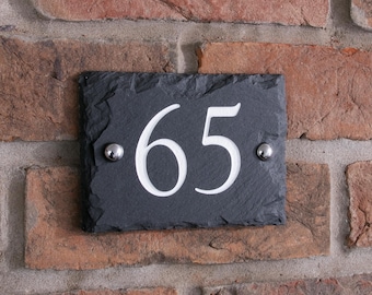 Rustic slate Number plate