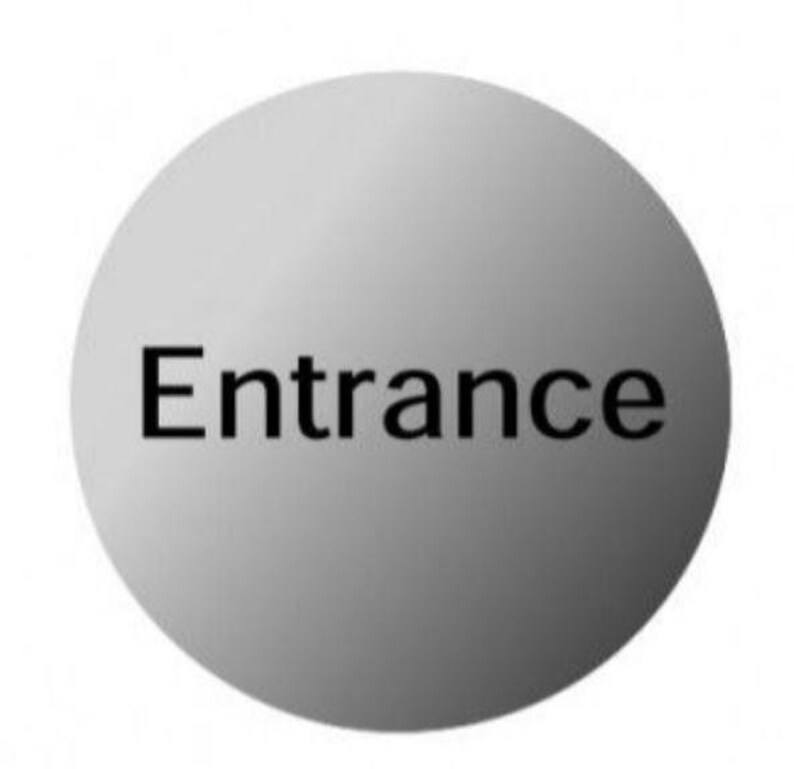 Stainless Steel Entrance Door Sign | Round Business Sign | Self Adhesive | 11.5cm image 1
