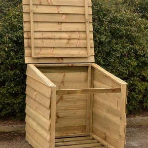 Tanalised Pine Wooden Log Store | Garden Log Storage with Lifting Lid | 90 x 92 x 90cm image 2