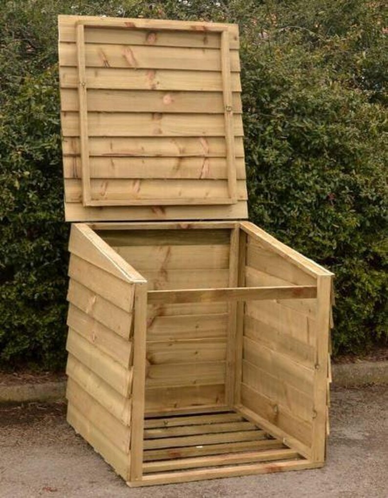 Tanalised Pine Wooden Log Store | Garden Log Storage with Lifting Lid | 90 x 92 x 90cm image 2