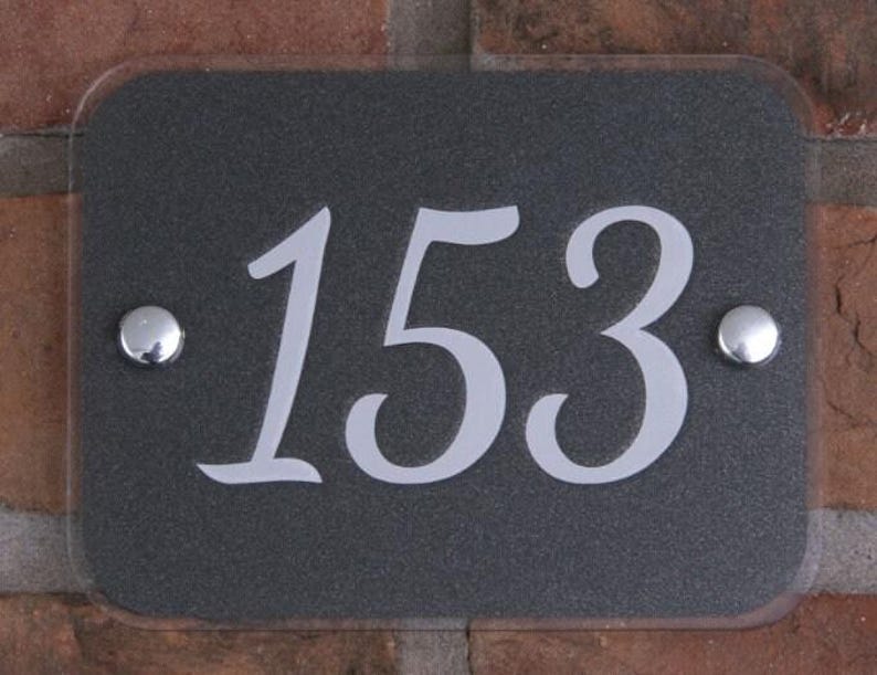 Placa rectangular de acrílico con número / Letrero moderno personalizado para casa imagen 1