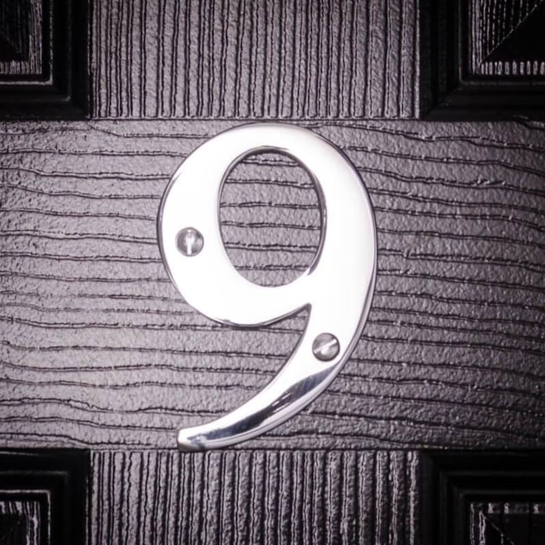 Masywny, solidny chromowany numer domu 9 | 10 cm nowoczesny numer drzwiowy zdjęcie 1