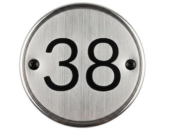 Letrero de número de casa de acero inoxidable de 12 cm / Placa de dirección redonda o cuadrada / Letras de vinilo negro