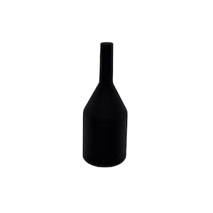 May include: A black, matte-finish bottle stopper. The stopper has a cylindrical base that tapers to a conical midsection, and a narrow, cylindrical top. The object is set against a white background.