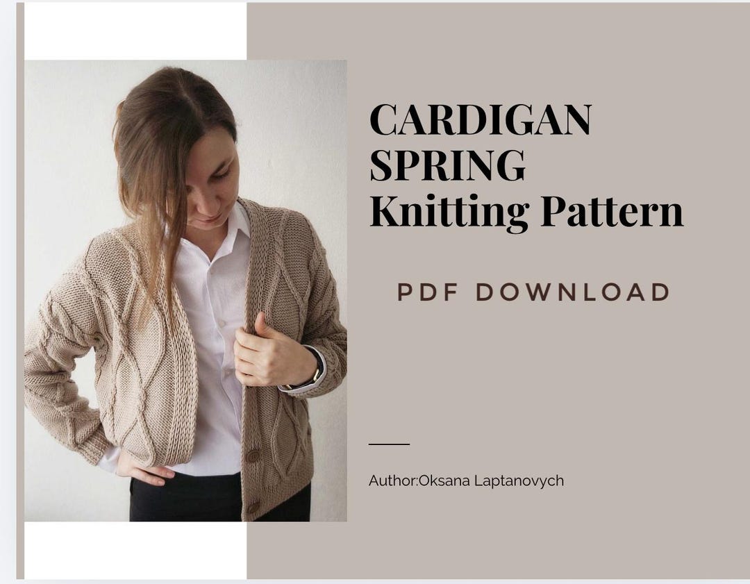 Spring Cardigan Free Pattern Spring Cardigan Knitting Pattern: Women's Easy Knit Tutorial (PDF ...