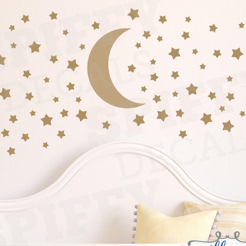 Moon and Stars Decal Star Stickers Kids Wall Decoration - Etsy