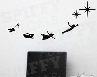 Peter Pan Tinkerbell Wendy John Michael Flying Second Star To The Right Wall Decal Vinyl Sticker Quote Walt Disney Theme Spiffy Decals