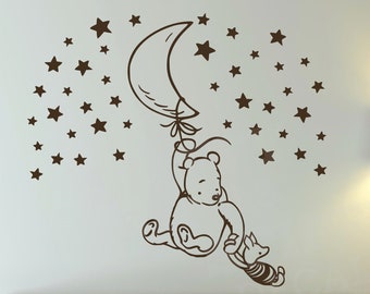 Winnie The Pooh Piglet | Balloon Stars | Vinyl Wall Decal Decor Sticker Nursery Classic Bear