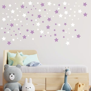 Star Wall Decals - Set of 220+ Stars, 2 Color Star Decals - Vinyl Sticker Decor - Removable Wall Decals