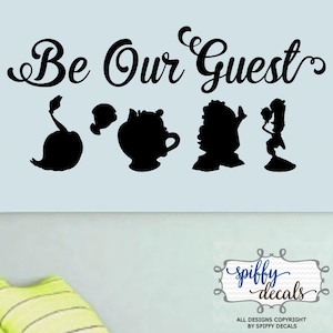 Be Our Guest Beauty And The Beast Vinyl Wall Decal Sticker Disney Silhouettes Quote image 1