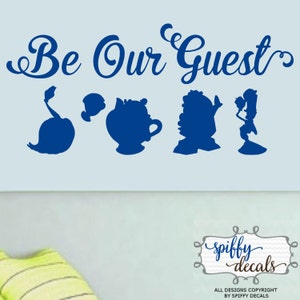 Be Our Guest Beauty And The Beast Vinyl Wall Decal Sticker Disney Silhouettes Quote image 5