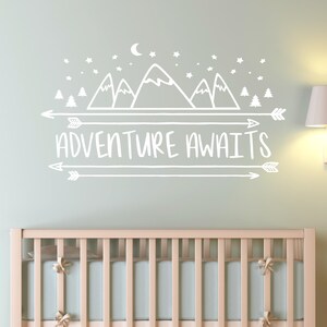 Adventure Awaits Wall Decal Vinyl Sticker Quote Travel With Arrow ...