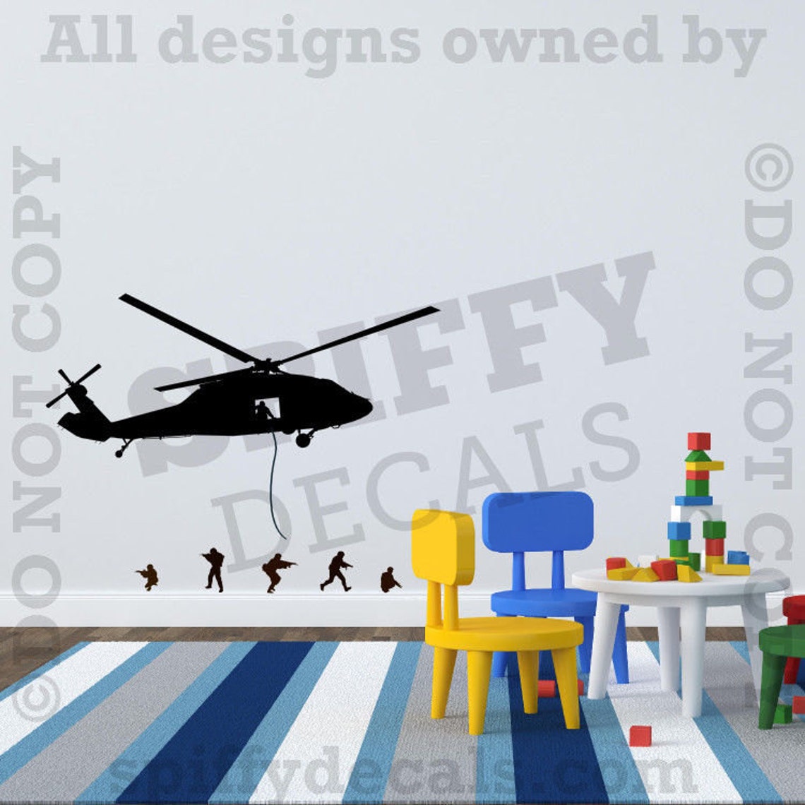 Helicopter and Army Men Vinyl Wall Decal Sticker Custom Boys - Etsy