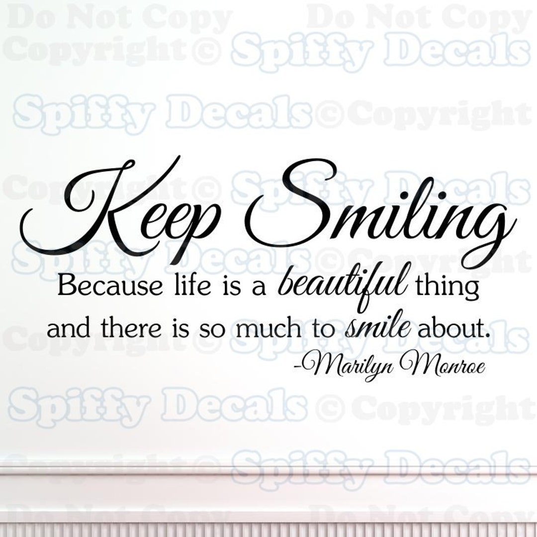 Keep Smiling Marilyn Monroe Wall Quote - Etsy