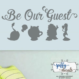 Be Our Guest Beauty And The Beast Vinyl Wall Decal Sticker Disney Silhouettes Quote image 4