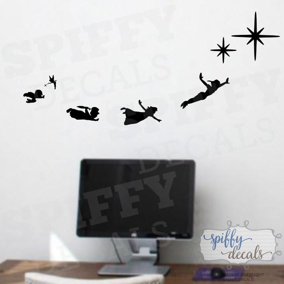 Peter Pan And Wendy Flying Silhouette