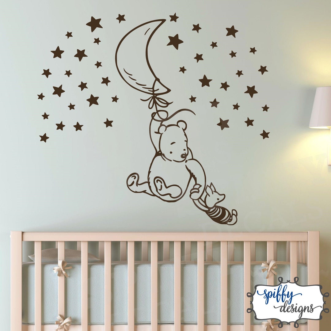 Winnie the Pooh Piglet Balloon Stars Vinyl Wall Decal Decor Sticker