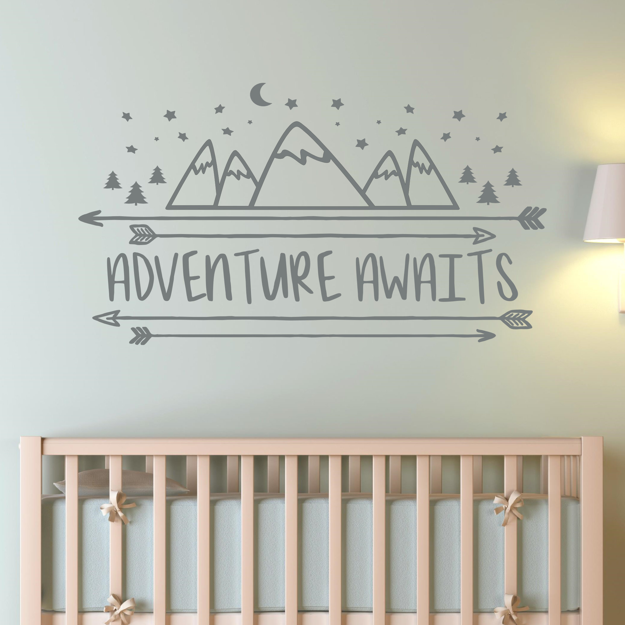 Adventure Awaits Wall Decal Vinyl Sticker Quote Travel With Arrow ...