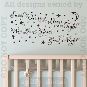 Sweet Dreams Sleep Tonight We Love You Good Night Removable Wall Decal Sticker Decor
