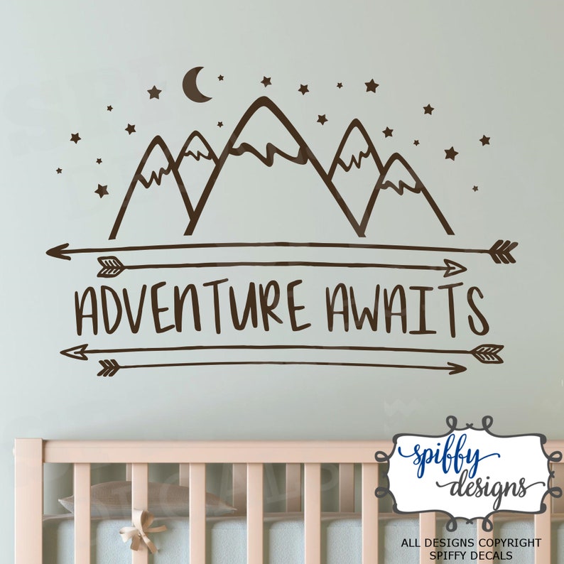 Adventure Awaits Wall Decal Vinyl Sticker Quote Outdoor Mountains Stars Arrows V7 by Spiffy Decals image 6