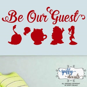 Be Our Guest Beauty And The Beast Vinyl Wall Decal Sticker Disney Silhouettes Quote image 3