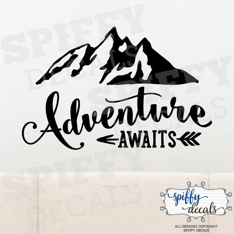 Adventure Awaits Wall Decal Vinyl Sticker Quote Travel With Arrow ...