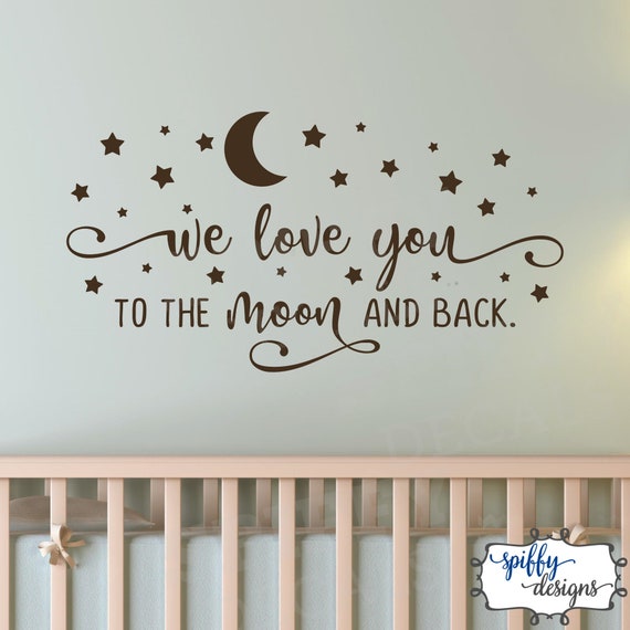 ~*~ 2 LOVE YOU TO THE MOON AND BACK Round Vinyl Wall Decal LARGER CUSTOM sticker 