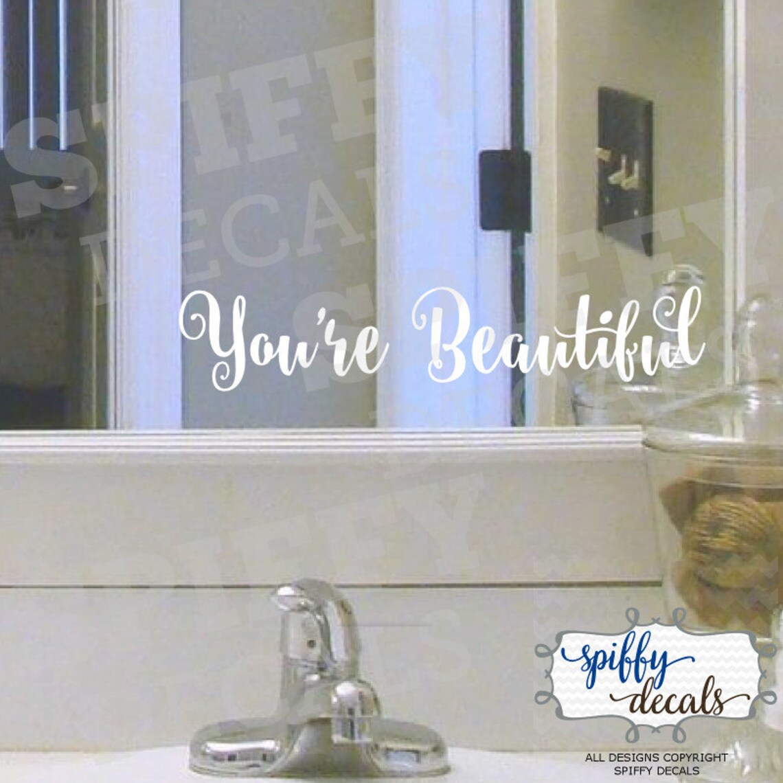 You're Beautiful Mirror Quote Wall Decal Vinyl Sticker Etsy