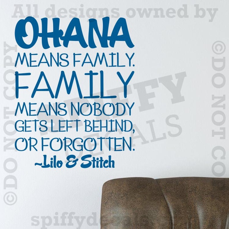 OHANA Means Family Lilo & Stich Vinyl Wall Decal Decor Quote Etsy