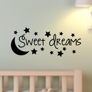 Sweet Dreams Moon Stars Wall Decal Vinyl Decor Words Sticker Nursery Art Baby Child Bedroom