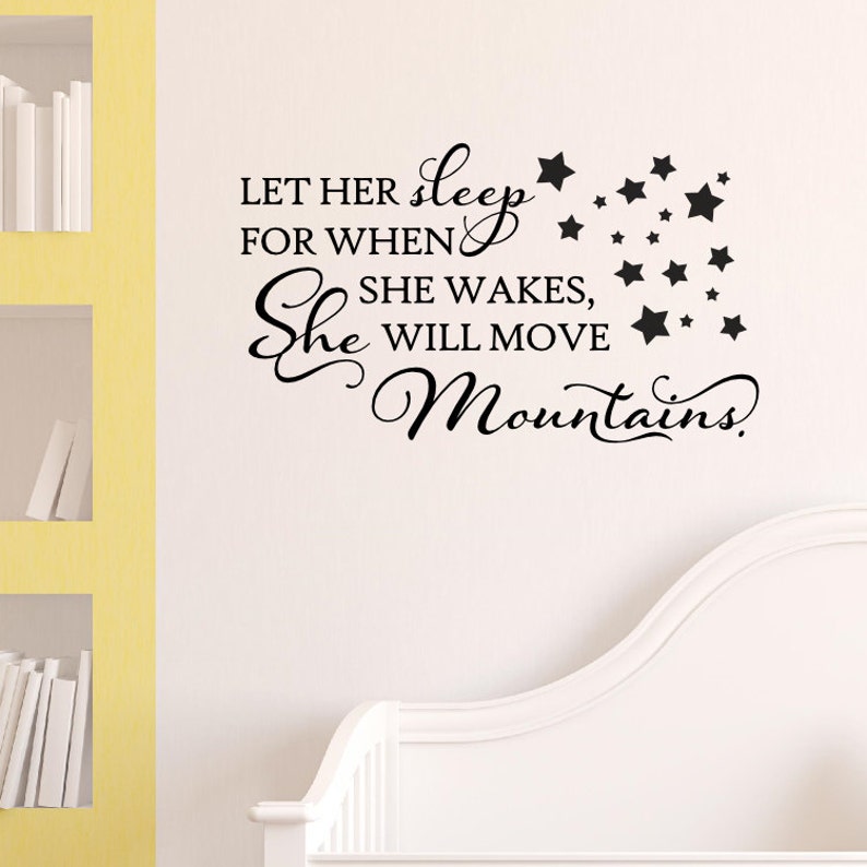 Let Him Sleep Wall Decal Sticker - Dark Brown Large Quote Nursery Boy Room Baby Decor