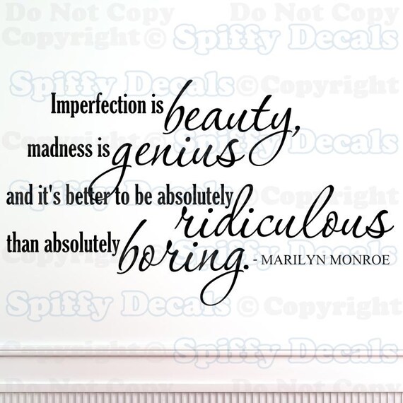Imperfection is Beauty Marilyn Monroe wall quote 16x27.5 Etsy