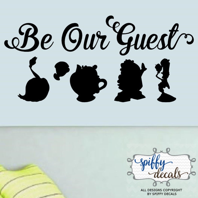 Be Our Guest Beauty And The Beast Vinyl Wall Decal Sticker Disney Silhouettes Quote image 1