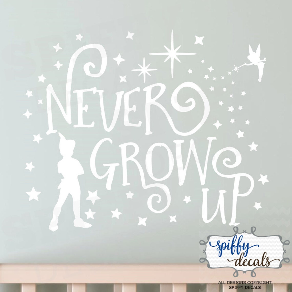 Peter Pan Tinkerbell Never Grow up Second Star Wall Decal Vinyl Sticker ...