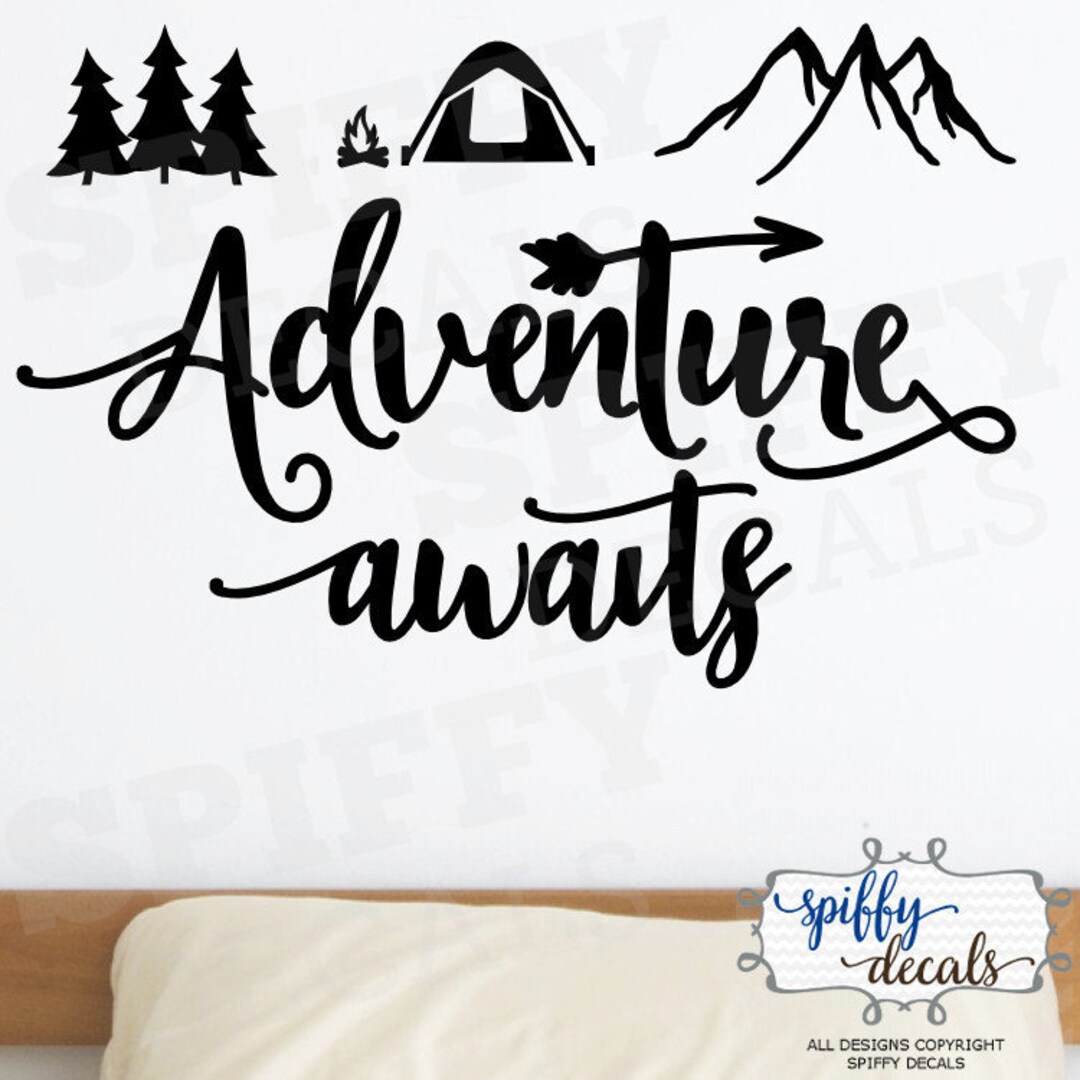Adventure Awaits Wall Decal Vinyl Sticker Quote Travel With Arrow ...