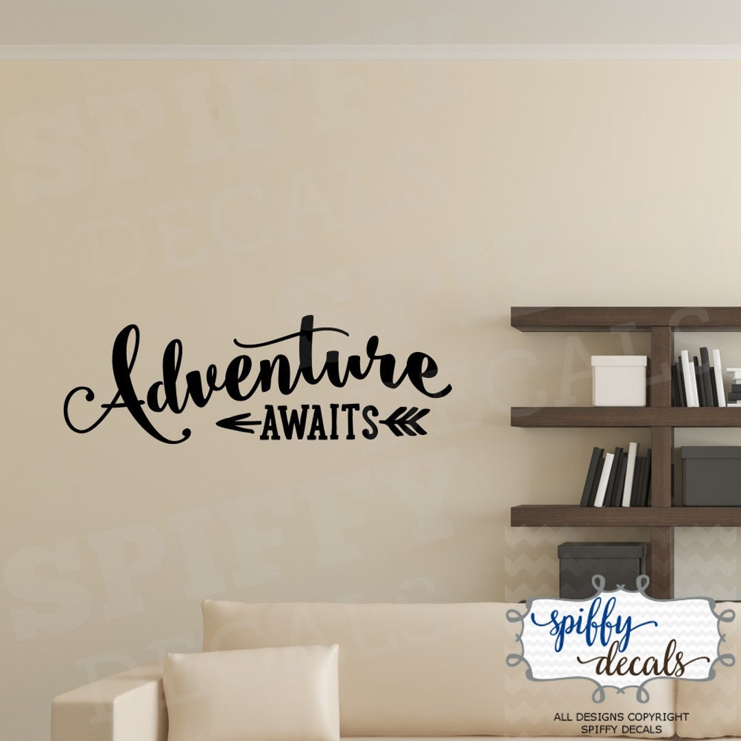 Adventure Awaits Wall Decal Vinyl Sticker Quote Travel With Arrow by ...