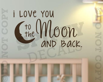 I Love You To The Moon And Back Vinyl Wall Decal Sticker Decor Baby Boy Girl Nursery Bedroom